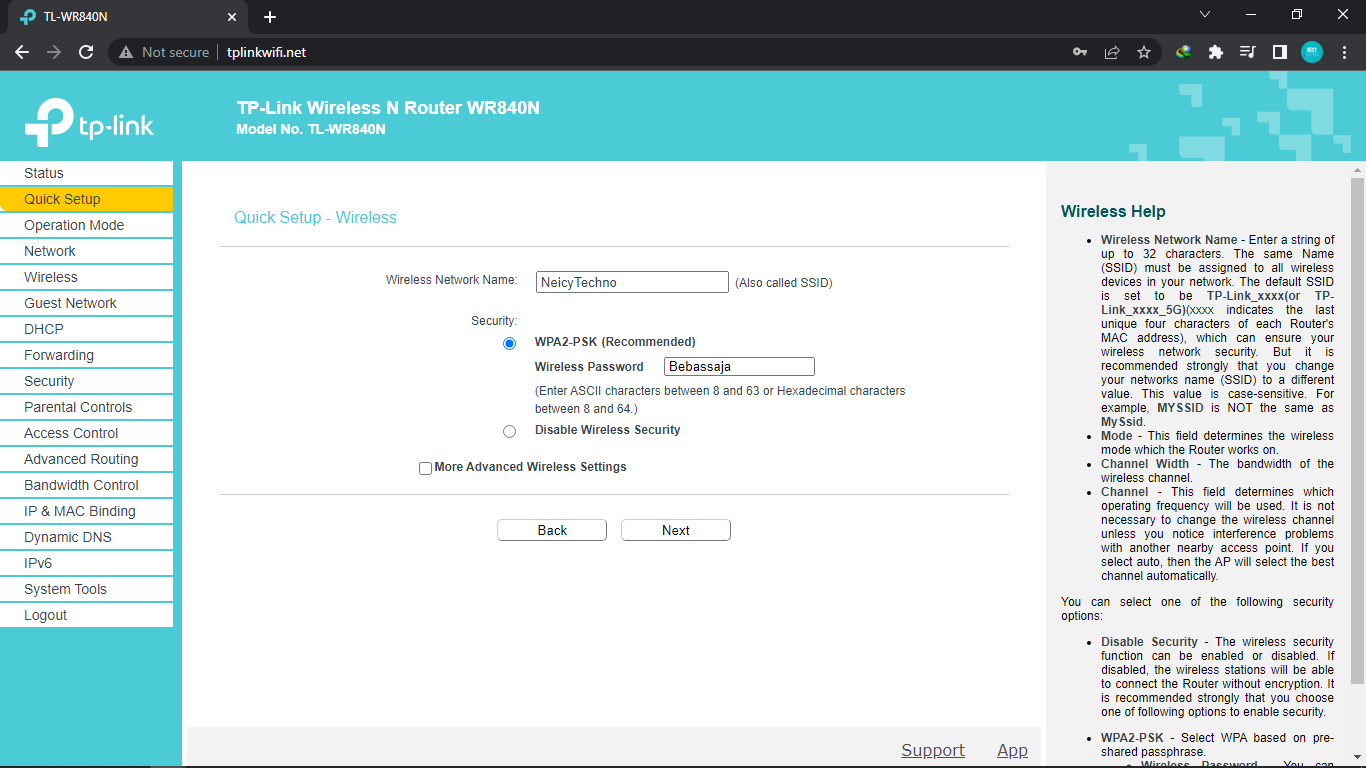 setting access point tplink wr840n