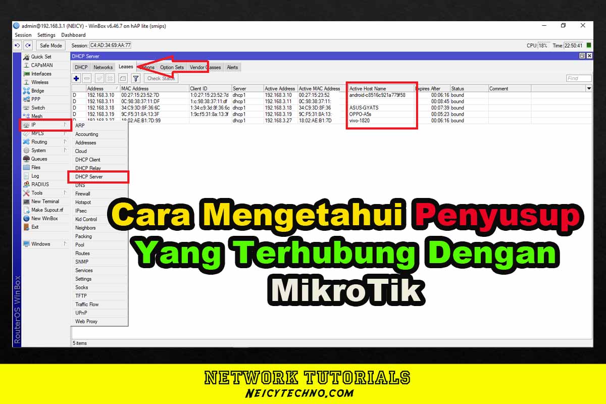 cara melihat siapa saja yang terhubung dengan mikrotik kita
