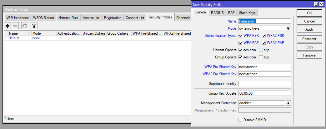 Setting kata sandi wifi mikrotik