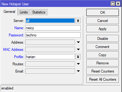 membuat user hotspot baru