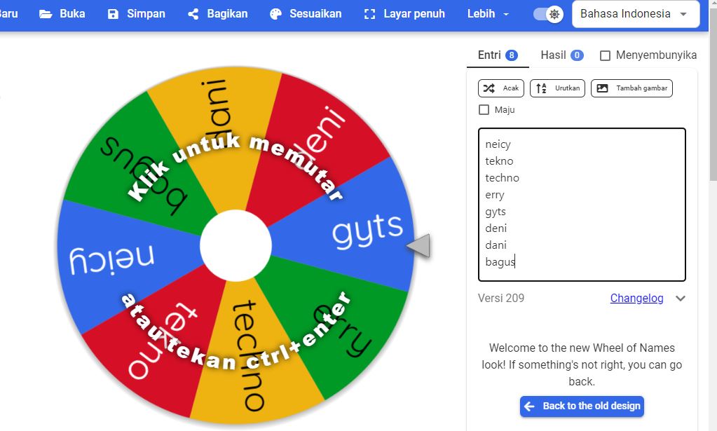 Cara mengacak nama atau number secara online menggunakan Random Picker: