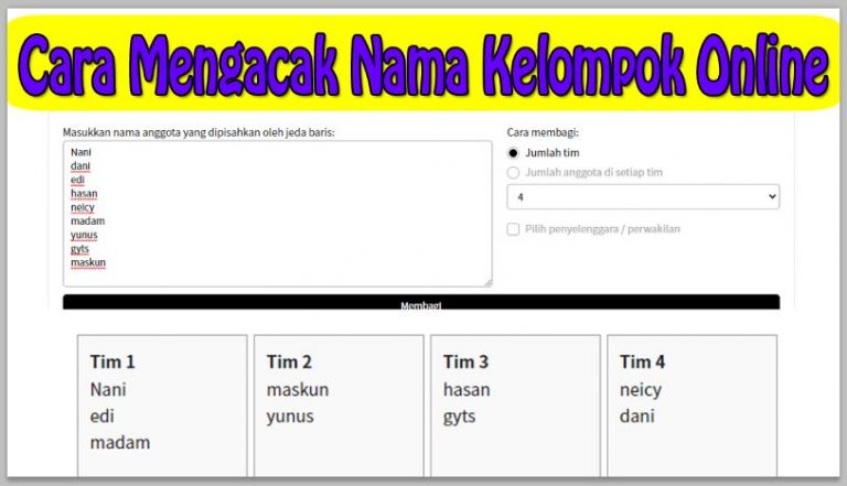 Cara Mengacak Nama Kelompok Online