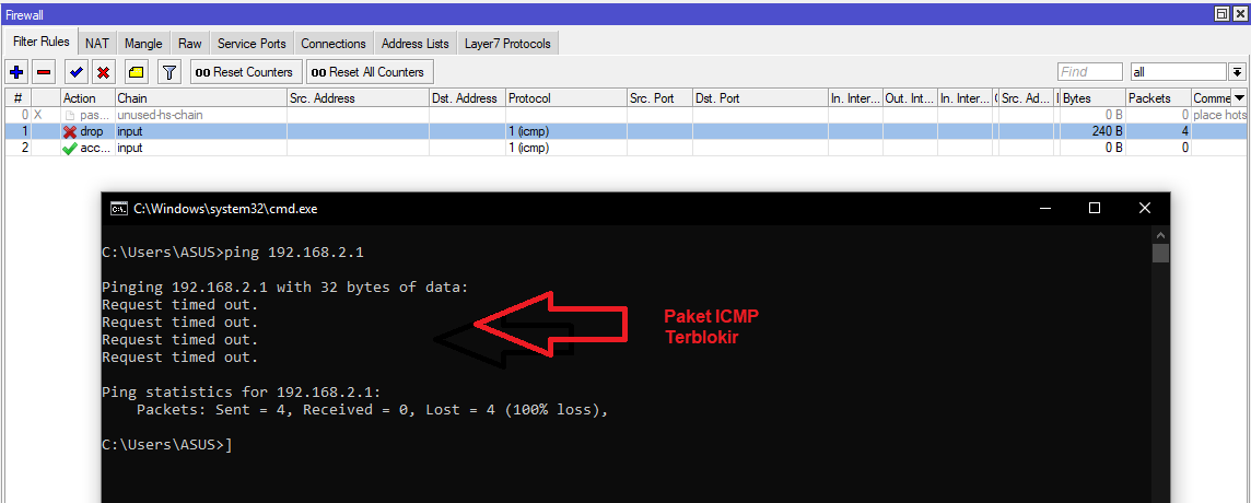 DROP ICMP di MIKROTIK