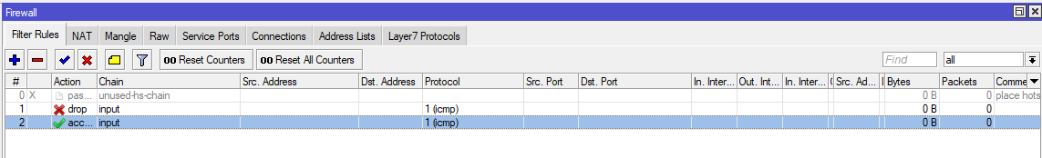 firewall mikrotik Filtering Paket ICMP