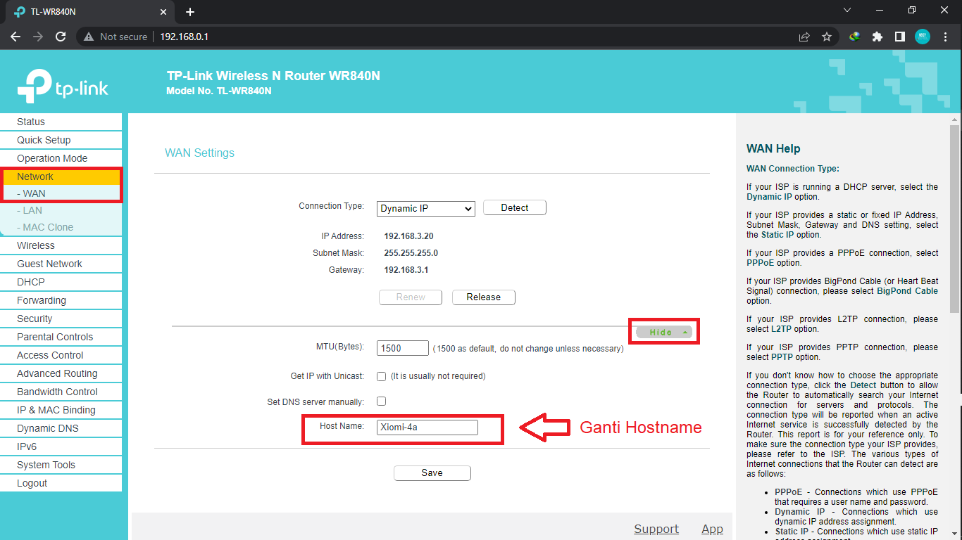 Mengganti Hostname router tplink terbaru