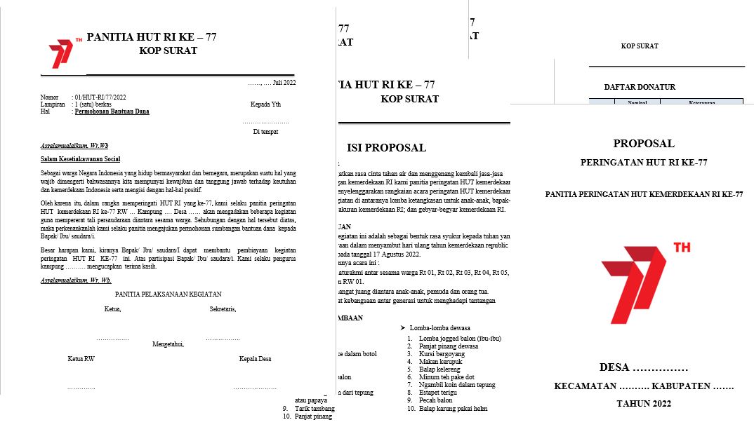 Download Format/Template Proposal Kegiatan Agustusan di RT, RW atau Desa: