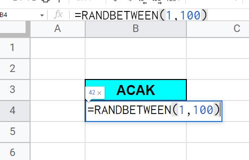 Cara Mengacak Angka di Google Spreadsheet Menggunakan Rumus Fungsi RANDBETWEEN