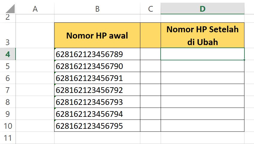 Cara Mengubah Angka 62 Menjadi 0 di Excel
