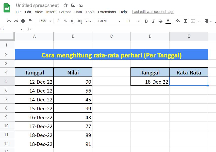 Cara Menghitung Rata rata Per Hari/Per Tanggal di Google Sheet/Spreadsheet