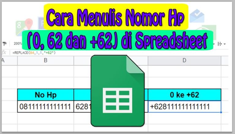Cara Menulis Nomor Hp dengan Awalan (0, 62 dan +62) di Google Spreadsheet