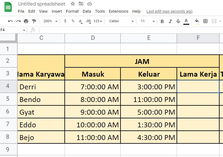 Cara Menghitung Jam Kerja dengan Rumus Sederhana di Spreadsheet