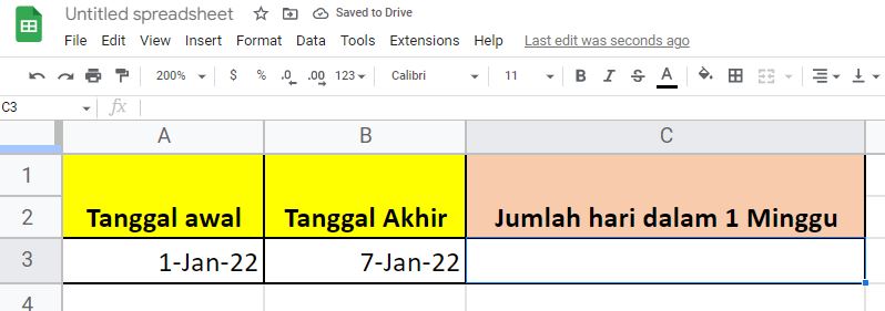 Cara Menghitung Jumlah Hari dalam Satu Minggu di Google Sheet/Spreadsheet