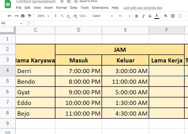 Menghitung Jam Lembur Kerja dengan Rumus Sederhana di Spreadsheet