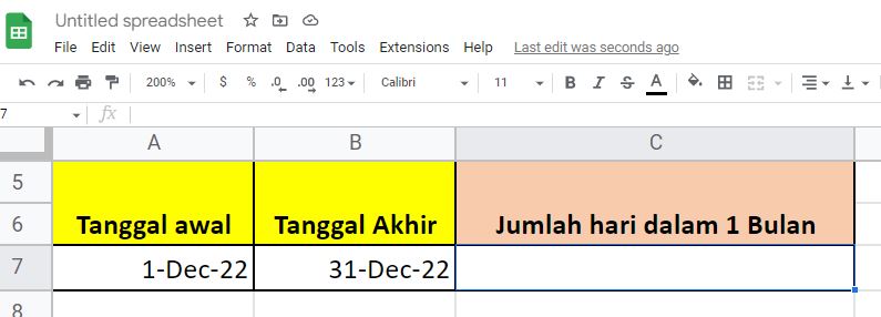 Cara Menghitung Jumlah Hari dalam Satu Bulan di Google Sheet/Spreadsheet