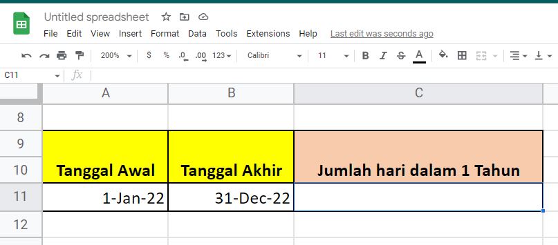 Cara Menghitung Jumlah Hari dalam Satu Tahun di Google Sheet/Spreadsheet