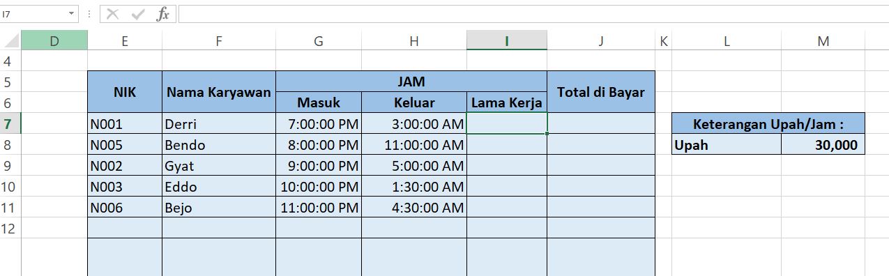 Cara Menghitung Jam Lembur pada Waktu Malam ke Pagi di Microsoft Excel