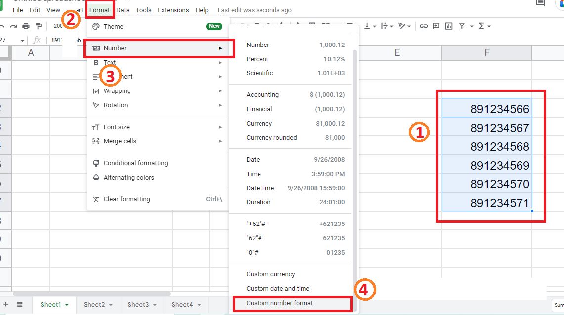 Contoh Penulisan Custom Number Format Cells di Google Sheet/Spreadsheet