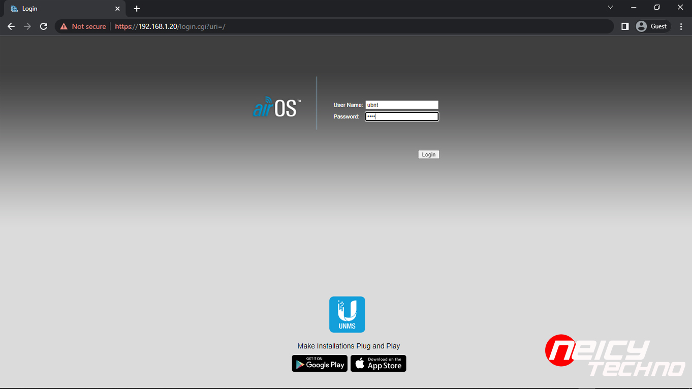 tampilan login localhost rocket m2