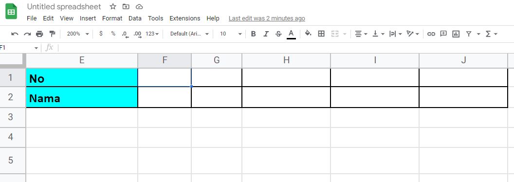 Cara Membuat Nomor Urut Otomatis Ke Arah Samping di Spreadsheet Dengan Rumus IF dan Column