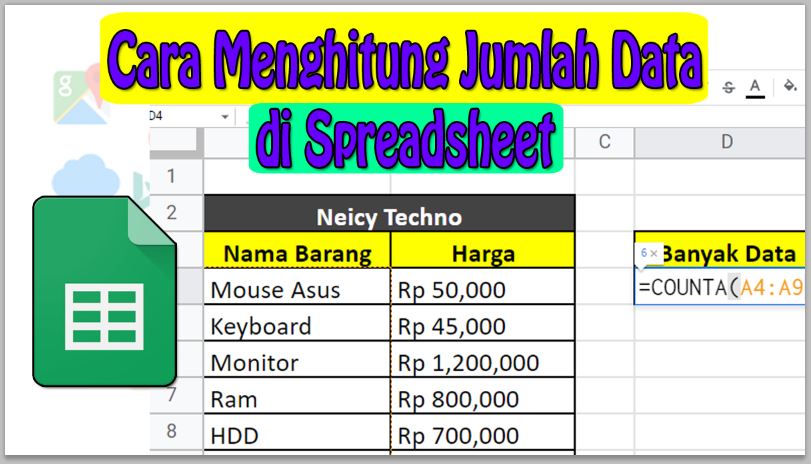 Cara Menghitung Jumlah Data di Spreadsheet / Google Sheet