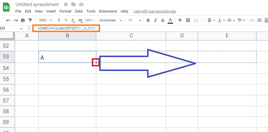 Cara Membuat Nomor Urut abjad Ke arah Samping Secara Otomatis di Google Sheet / Spreadsheet