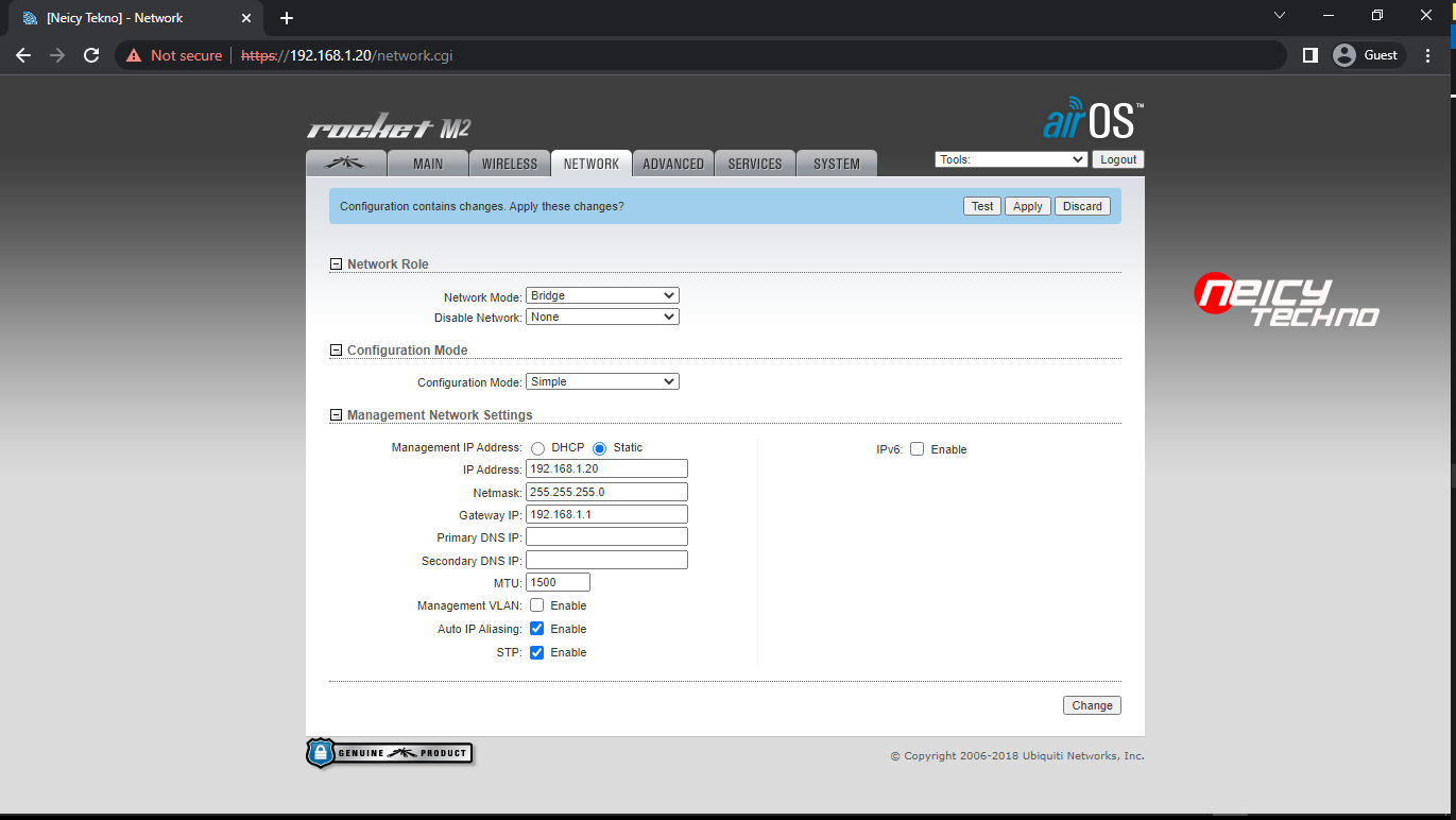 Setting Statik IP pada Rocket M2