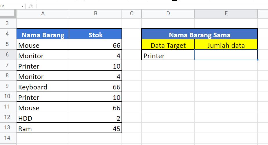 Cara Mudah Menghitung Data yang Sama di Spreadsheet / Google Sheet