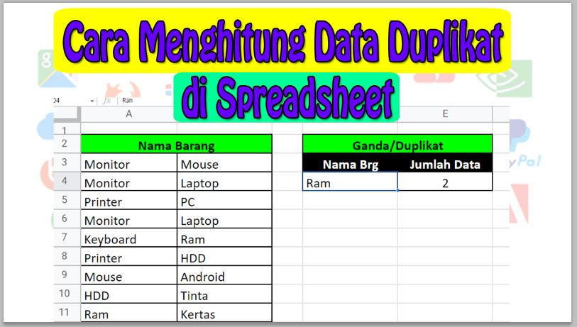 Cara Menghitung Data Duplikat (Ganda) di Spreadsheet