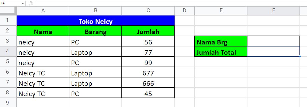 Rumus & Cara Menghitung Jumlah Berdasarkan Kriteria Tertentu di Spreadsheet / Google Sheet
