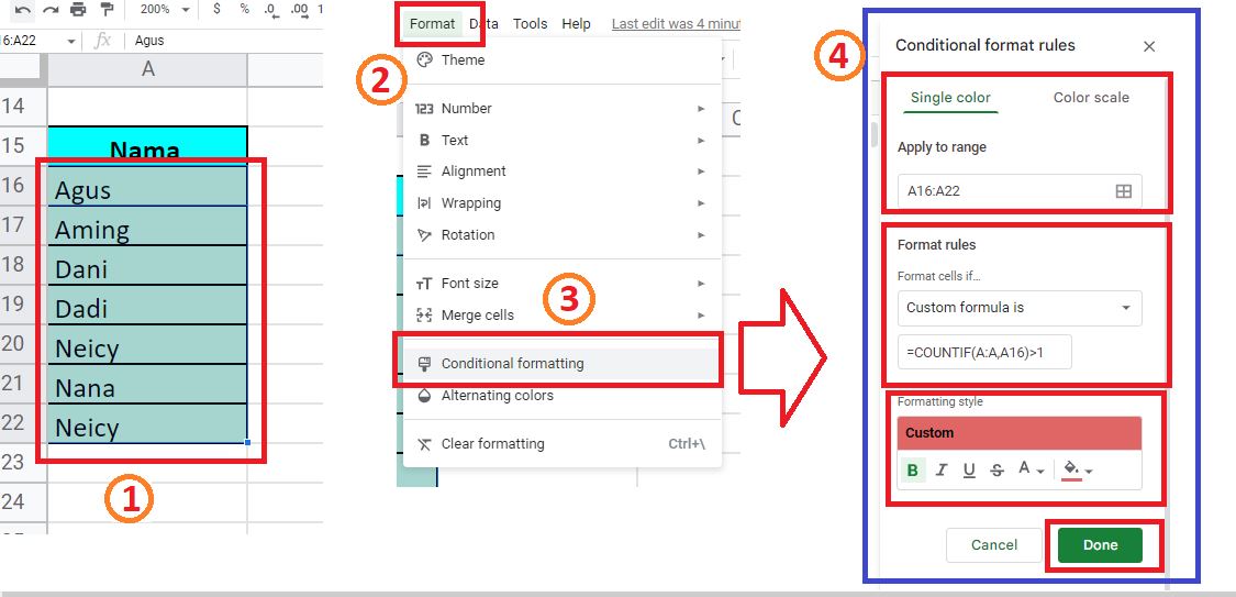 Cara Mencari Data Nama yang Sama di Google Sheet/Spreadsheet