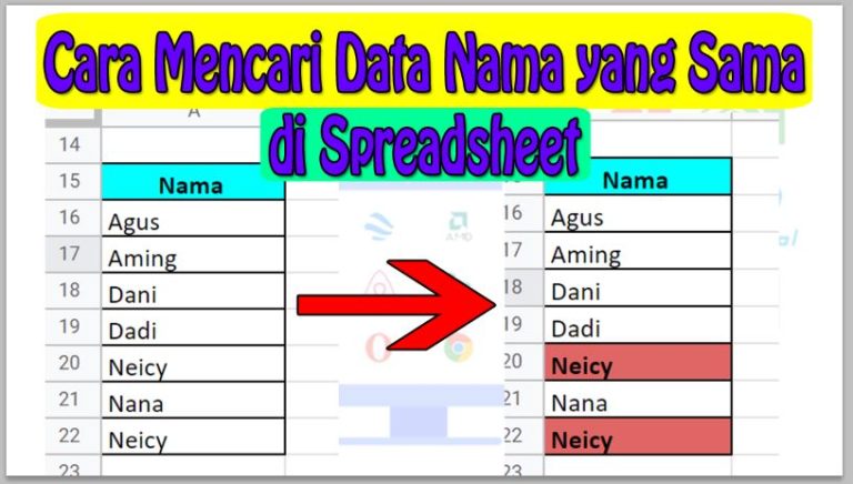 Cara Mencari Data Nama yang Sama di Spreadsheet