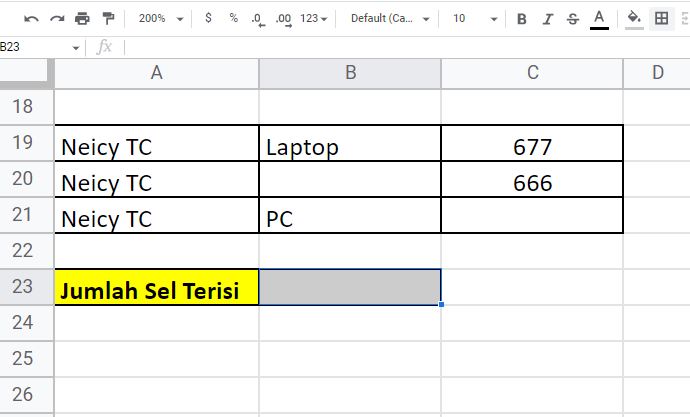 Cara Menghitung Jumlah Sel Baris / Kolom yang Terisi di Spreadsheet