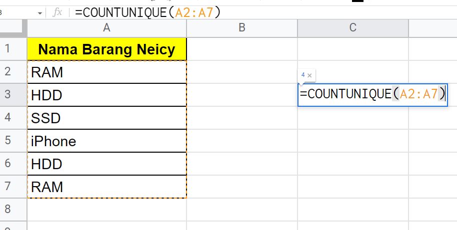 Cara Menghitung Data Unik di Spreadsheet