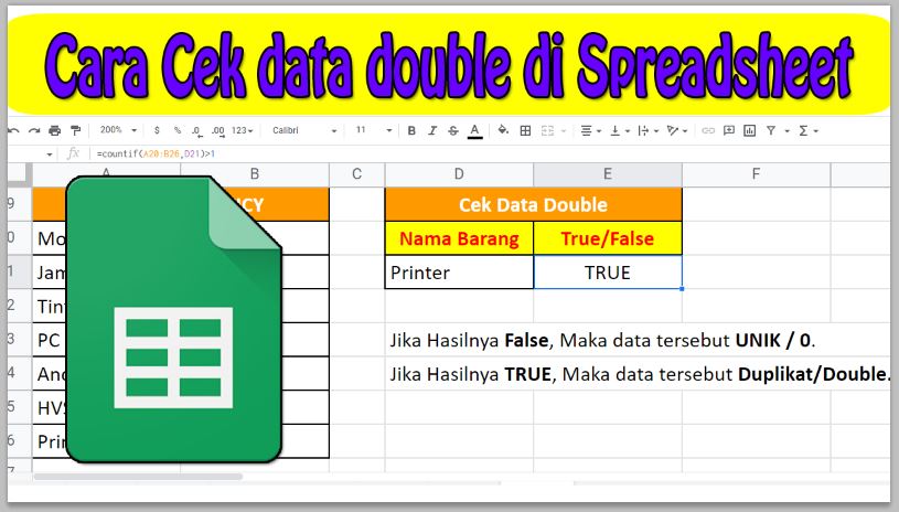 Cara Cek Data Double di Spreadsheet / Google Sheet