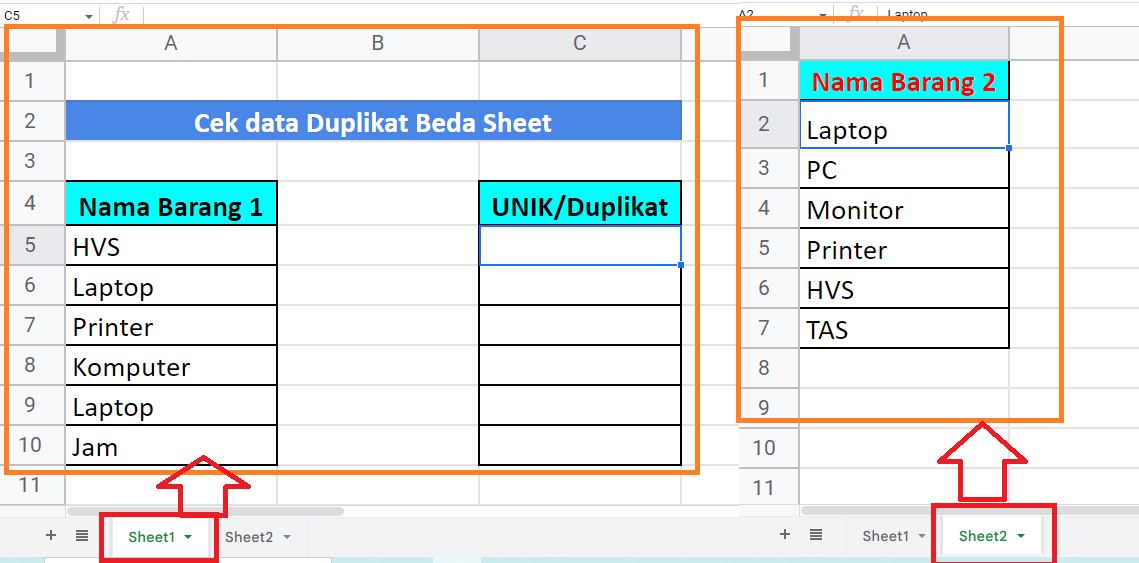 Cara Mencari Data yang Sama di Google Sheet / Spreadsheet Beda Sheet