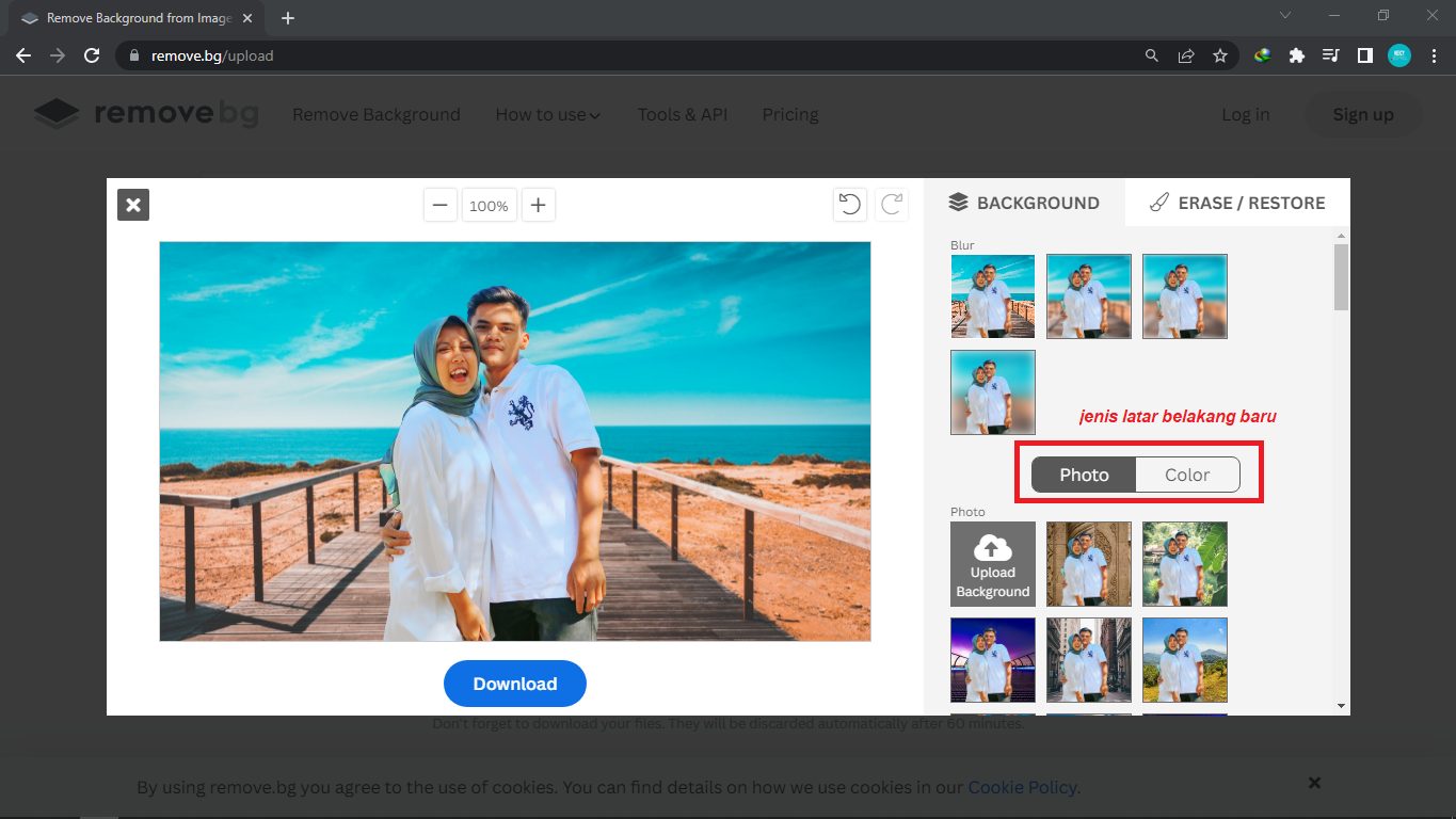 ubah latar belakang foto