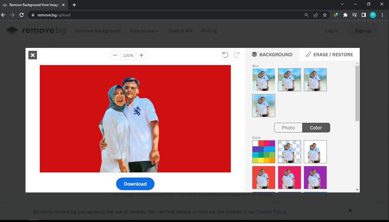 ubah latar belakang gambar warna