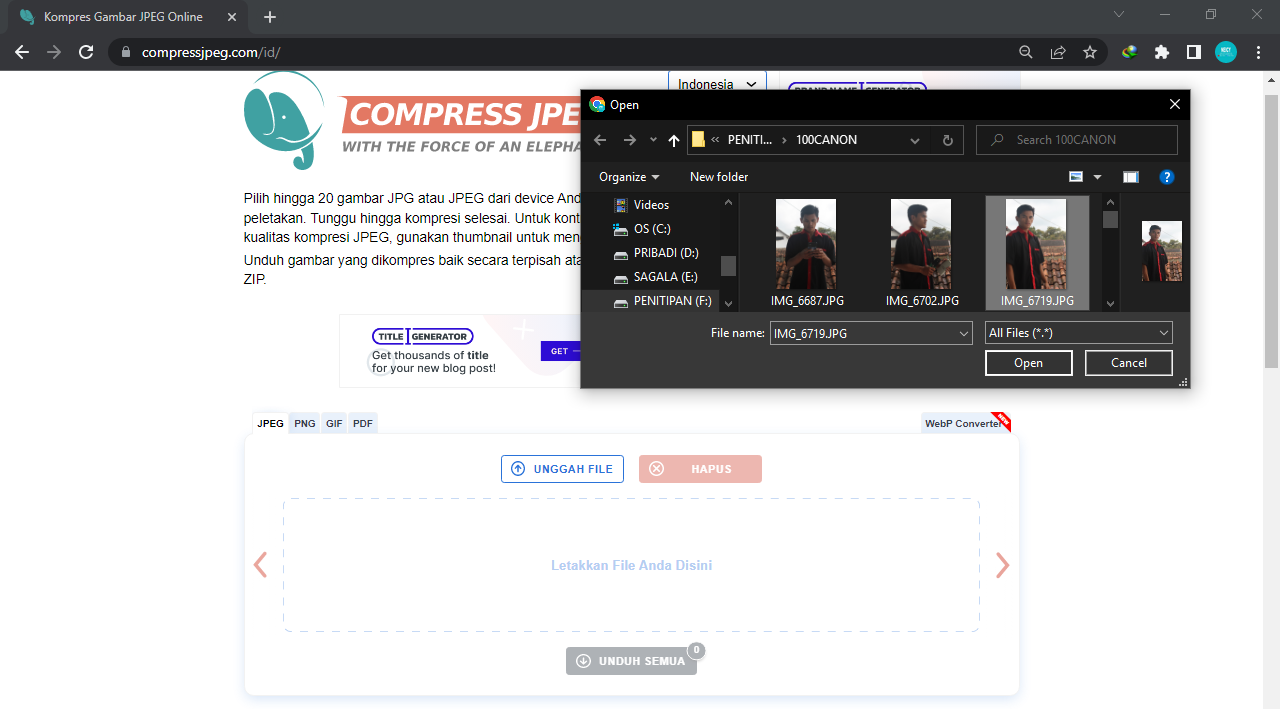 upload foto comppressjpeg