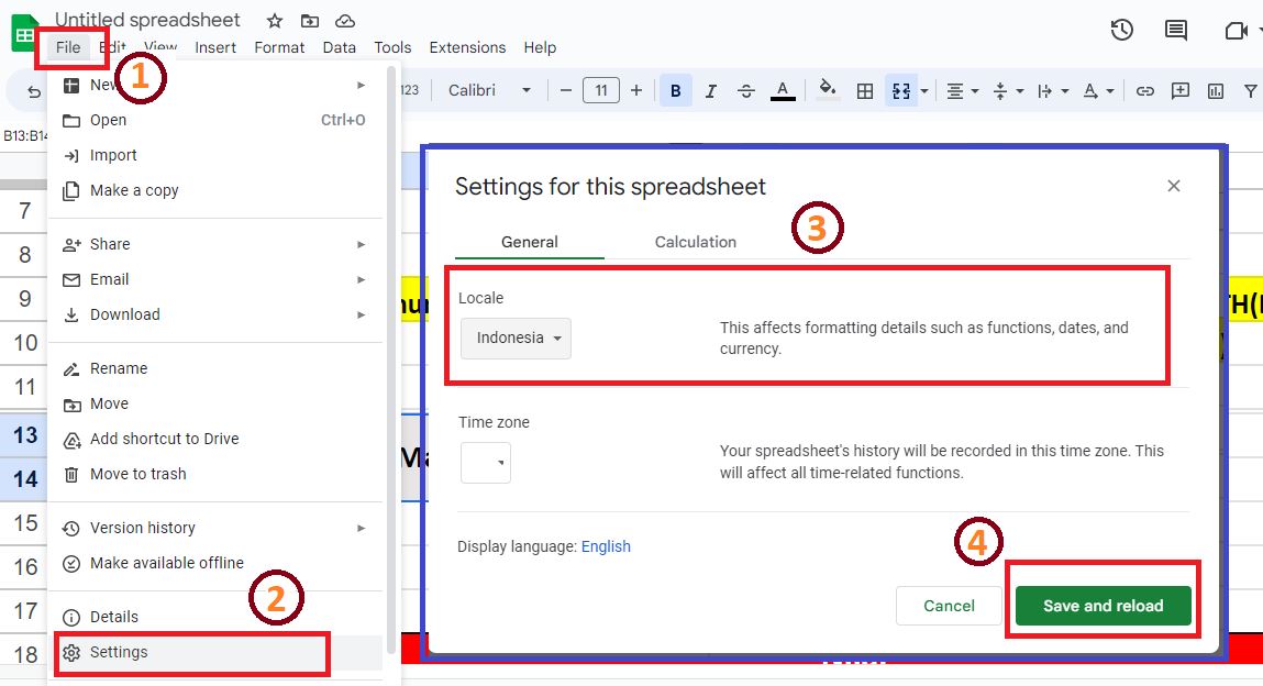 Cara Merubah Format Tanggal ke Bahasa Indonesia di Spreadsheet / Google Sheet