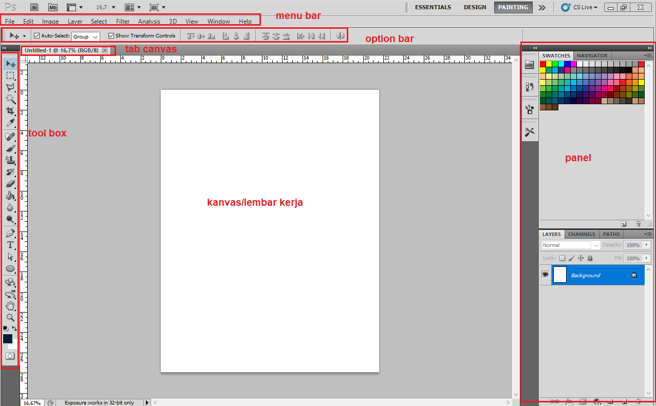 interface adobe Photoshop