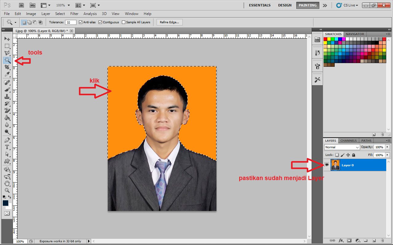 jadikan foto sebagai layer 1
