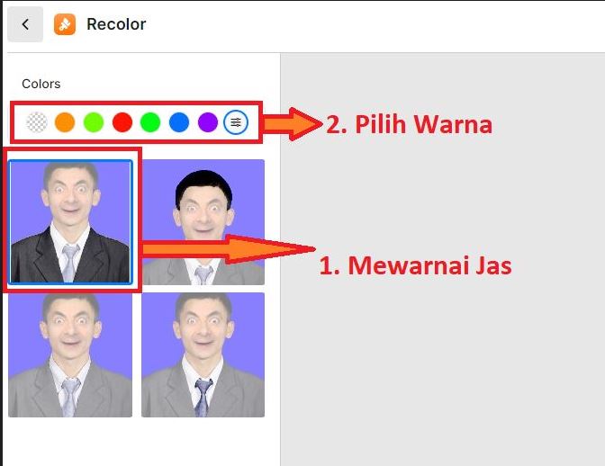 mengubah warna jas di foto