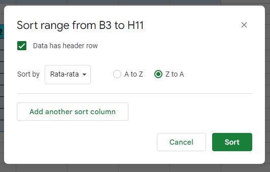Cara Mengurutkan Data di Google Sheet Secara Otomatis