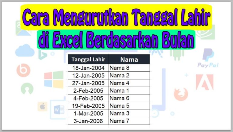 Mengurutkan Tanggal Lahir di Excel Berdasarkan Bulan