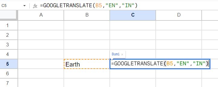 Cara Translate Bahasa di Spreadsheet Menggunakan Rumus Google Translate