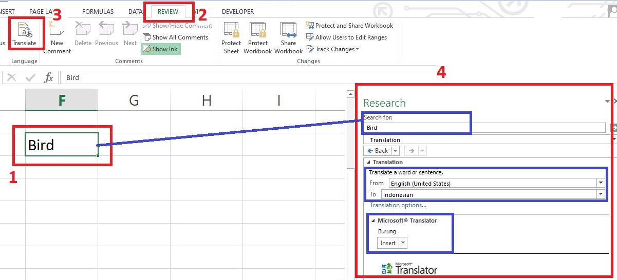Cara Translate di Excel