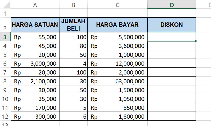 Cara Menghitung Diskon Bersyarat di Microsoft Excel