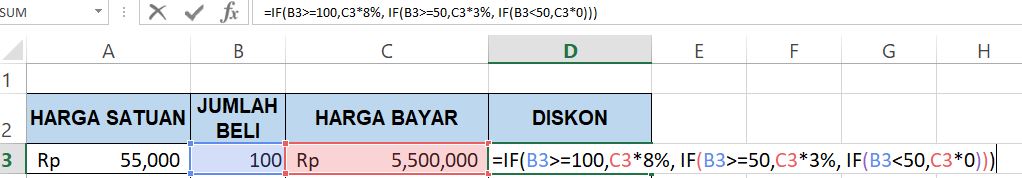Rumus Menghitung Diskon Bersyarat di Microsoft Excel