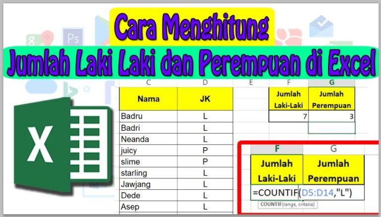 Cara Menghitung Jumlah Laki Laki dan Perempuan di Excel