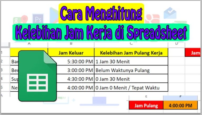 Cara Menghitung Kelebihan Jam Kerja Karyawan di Spreadsheet